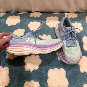 Hoka Bondi Sky Blue and Lavender Athletic Shoes
